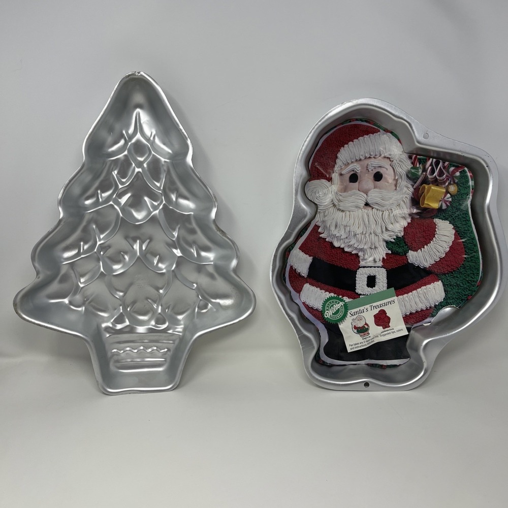 Lot Of 2 Wilton Cake Pans Christmas Tree And Santa Clause